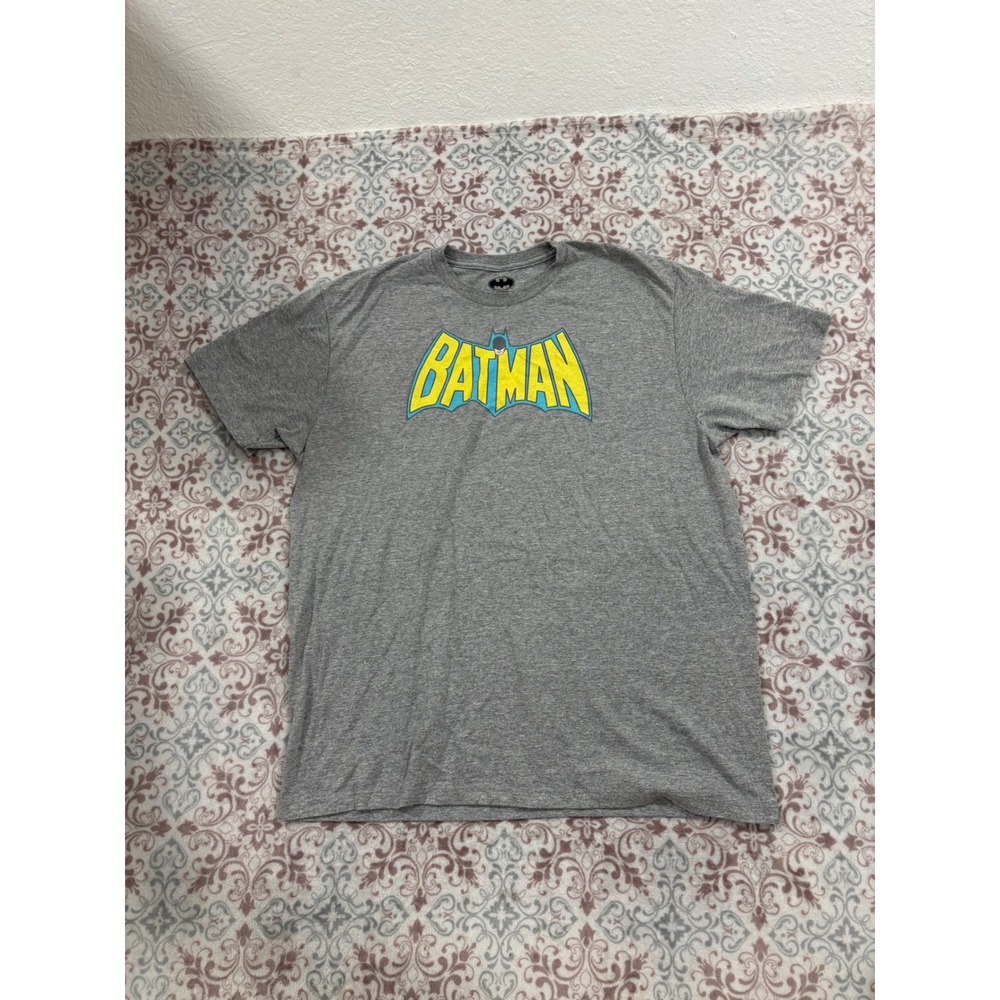 Batman DC Comics Mens XL Gray Short Sleeve Retro Logo Graphic T-Shirt Heather